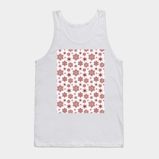 Dark Christmas Candy Apple Red Snowflakes on White Tank Top